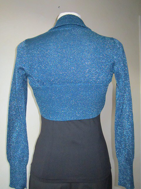 Strick-Bolero-Jäckchen blaugrün mit Lurex