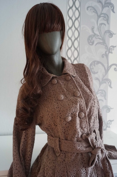 Schöner Brauner Mantel mit Spitzen 42 für Herbst Frühling 40 XL