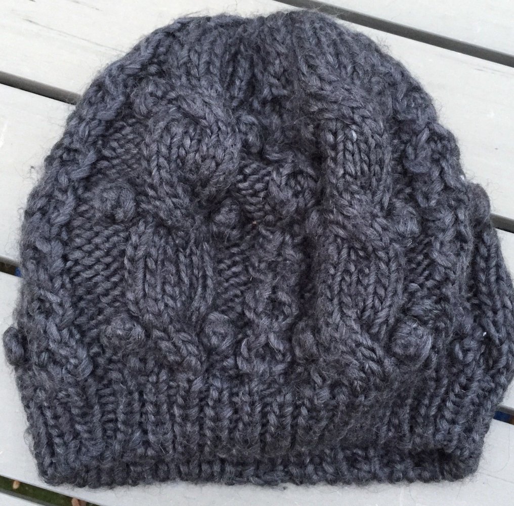 H&M Mütze STRICKMÜTZE grau ZOPFSTRICK