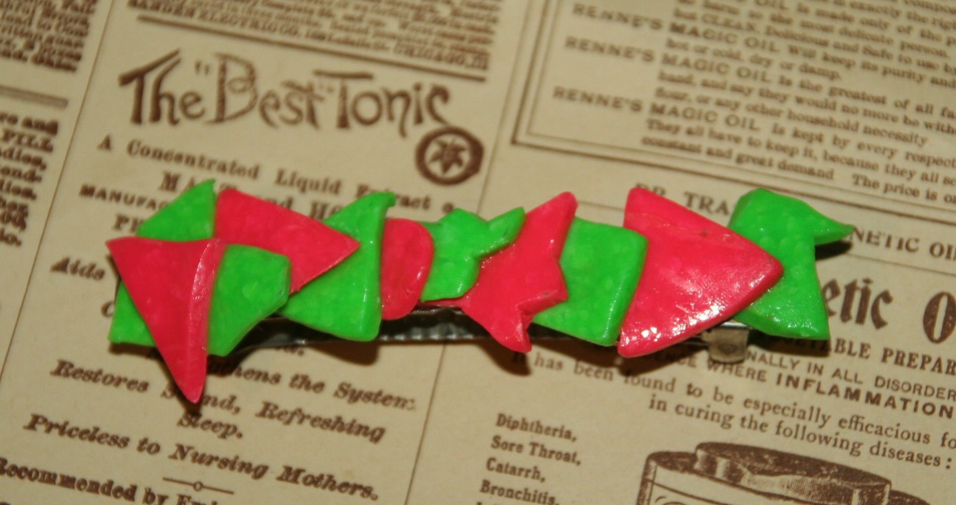 Haarspange Neon pink grün