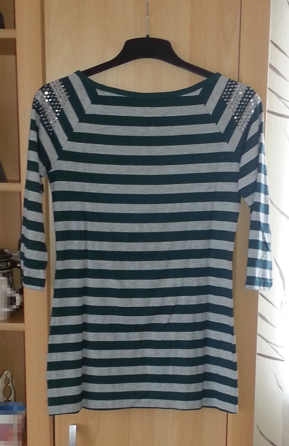 Shirt Oversize gestreift grün grau Basic