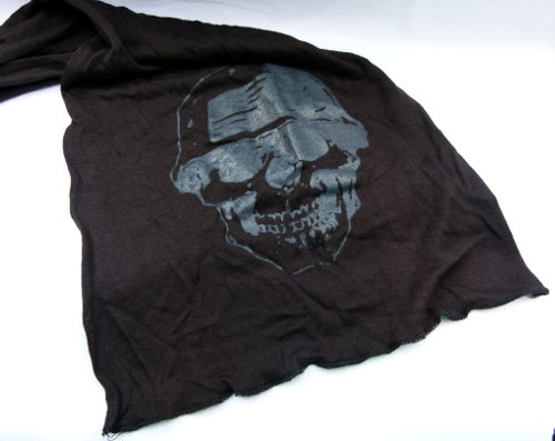 Dünner Totenkopf Schal Halstuch, schwarz dunkelgrau, Gothic Metal Emo Alternative Rocker