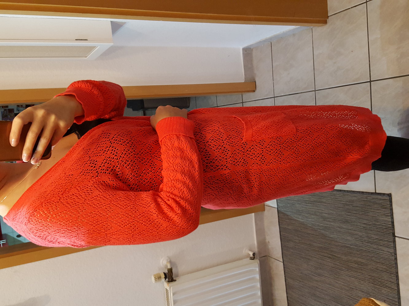 Bonprix, Strickjacke, Cardican, Rot, Roter Strick, Lange Jacke