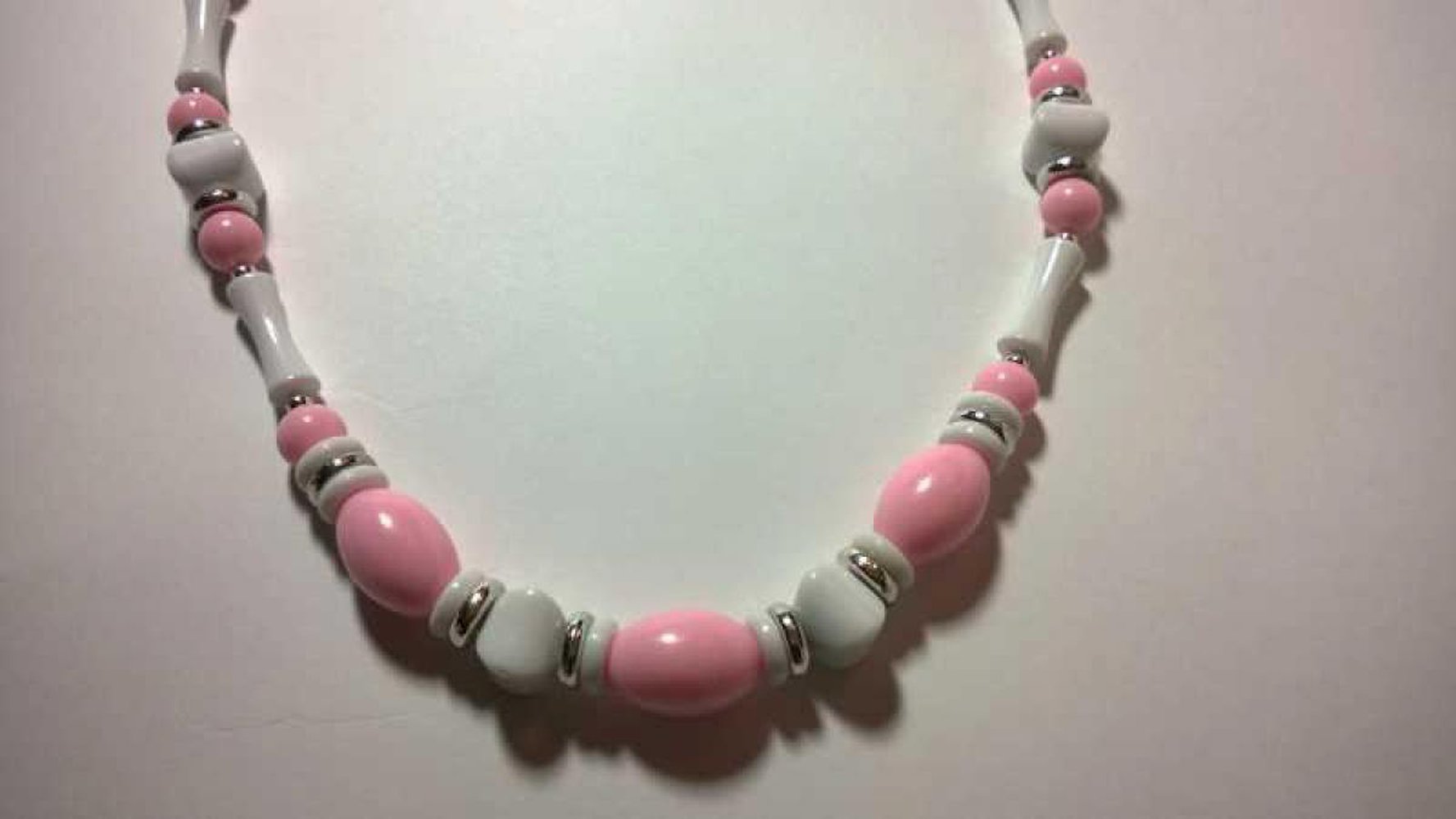 Rosa weiße Kette Vintage 80er