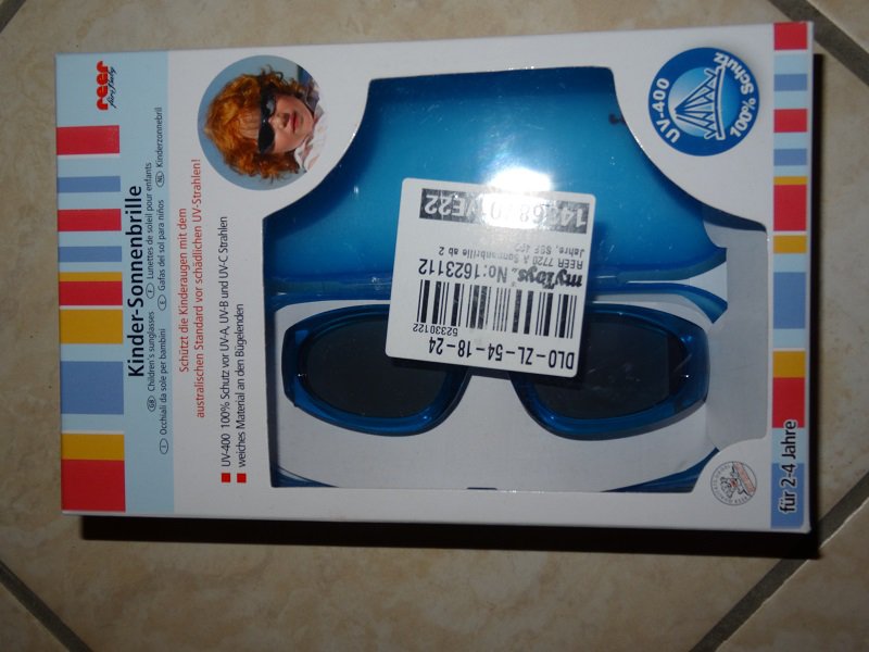 Neue blaue Kinder Sonnenbrille mit Etui und Brillenputztuch REER