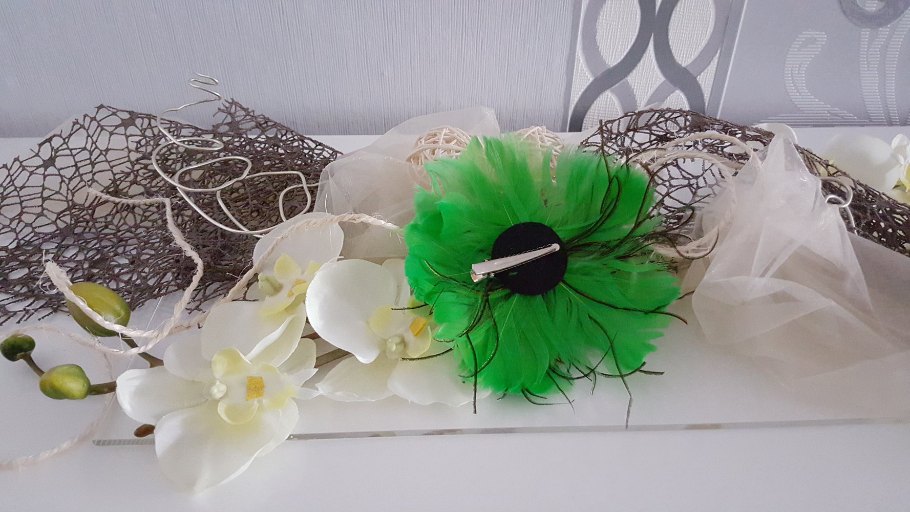 Burlesque Lolita Cosplay Accessoire Grün Blume Haarschmuck Uni