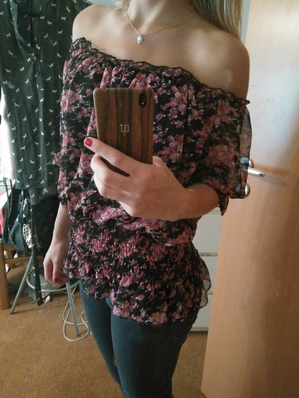 Carmenbluse Blumenprint