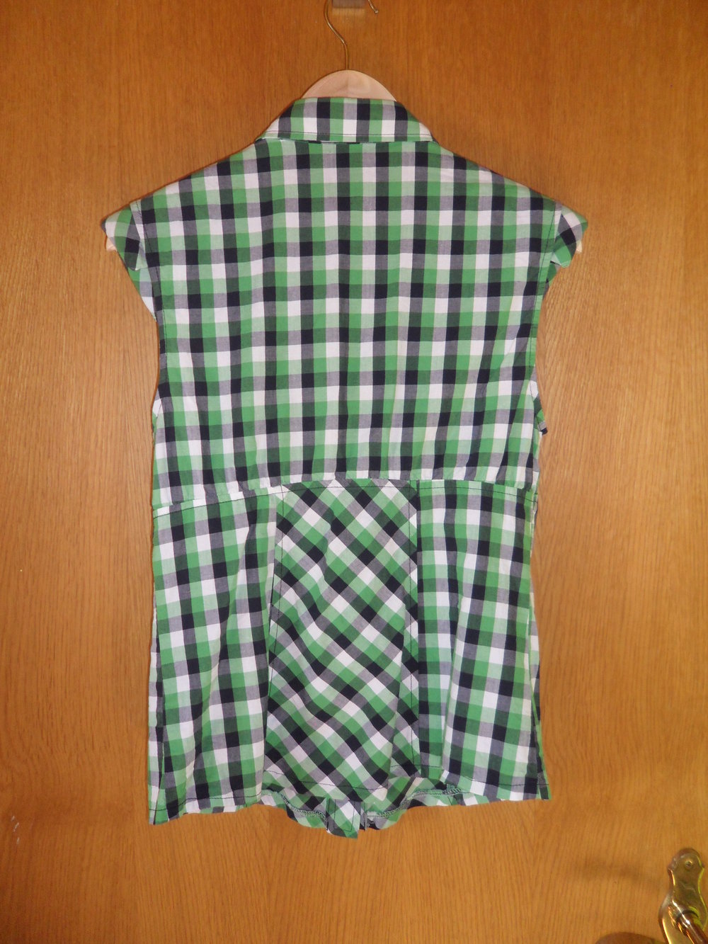 Blau grün weiß karierte Bluse