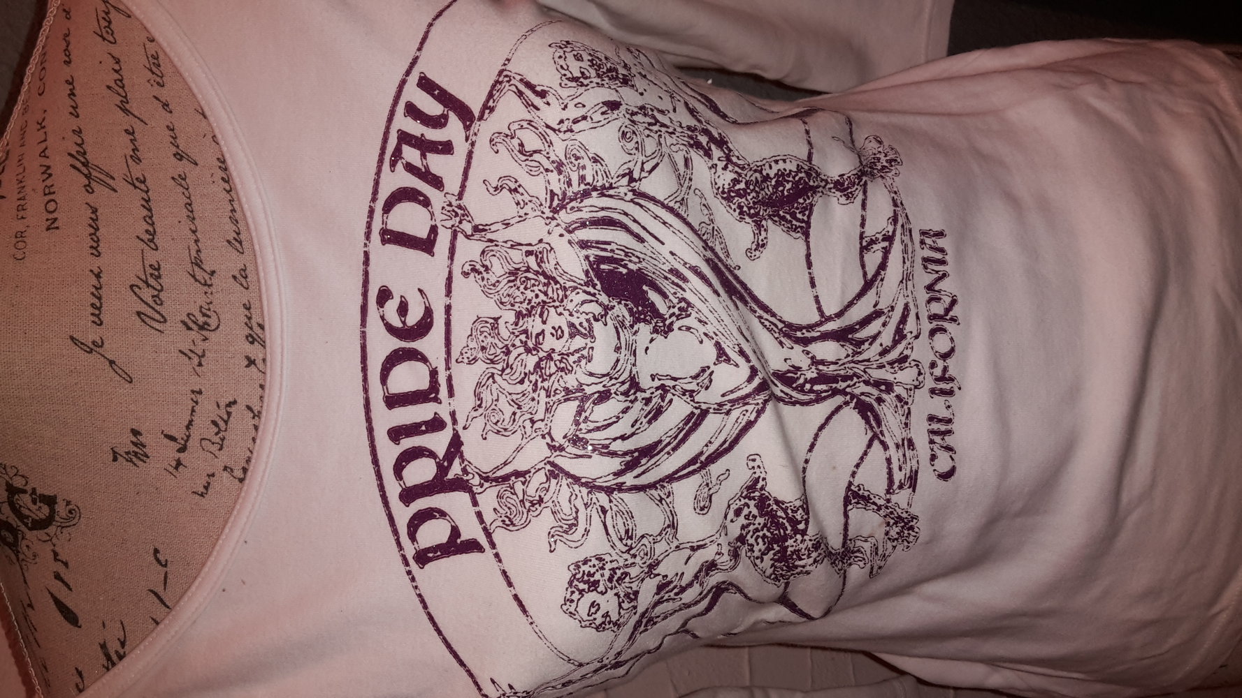 GrS/38 weiß sweatshirt 3/4 ärmel violett lila Druck Ubootauschnitt