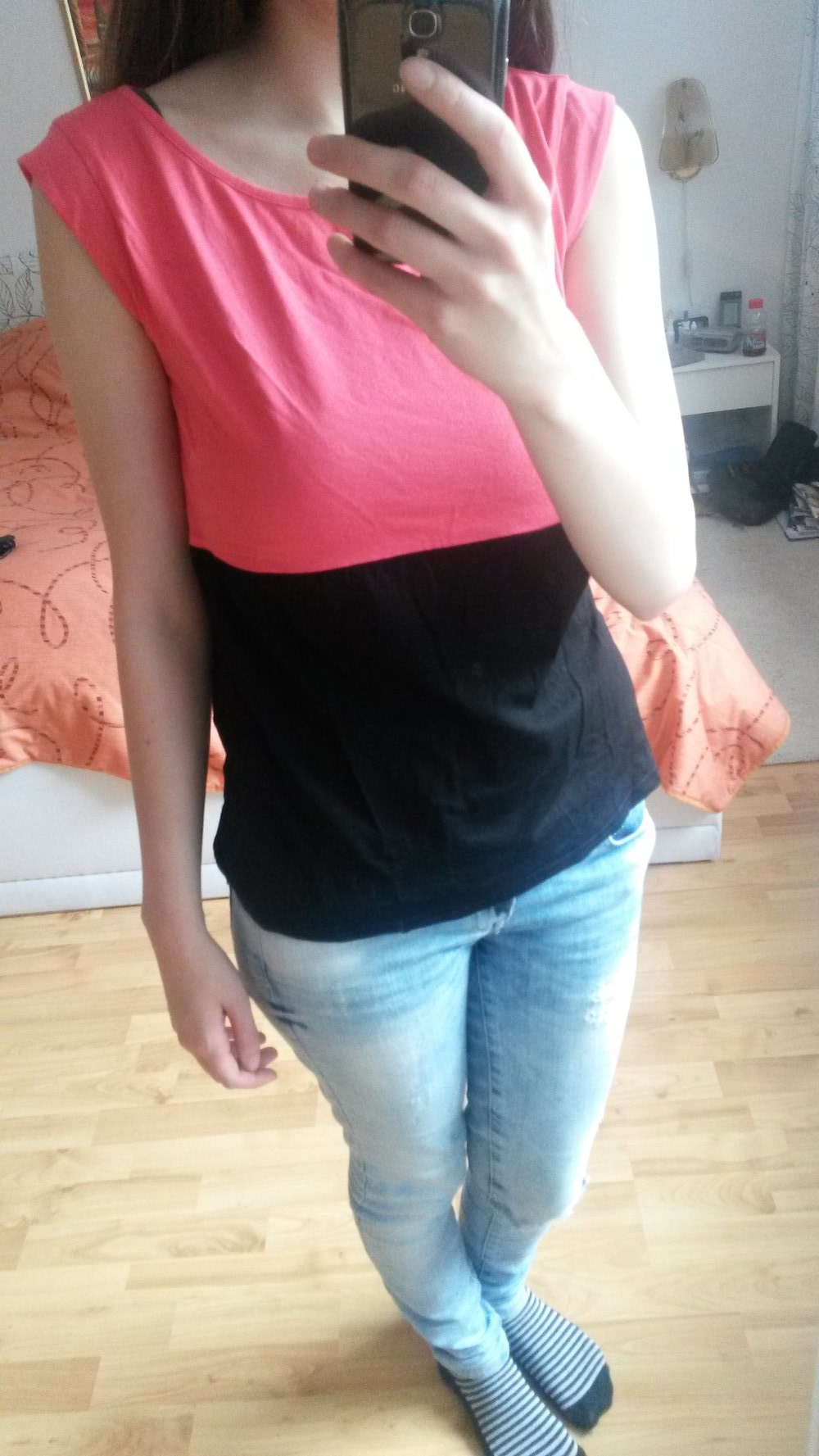 Rosa / Schwarzes Top Gr. 36 