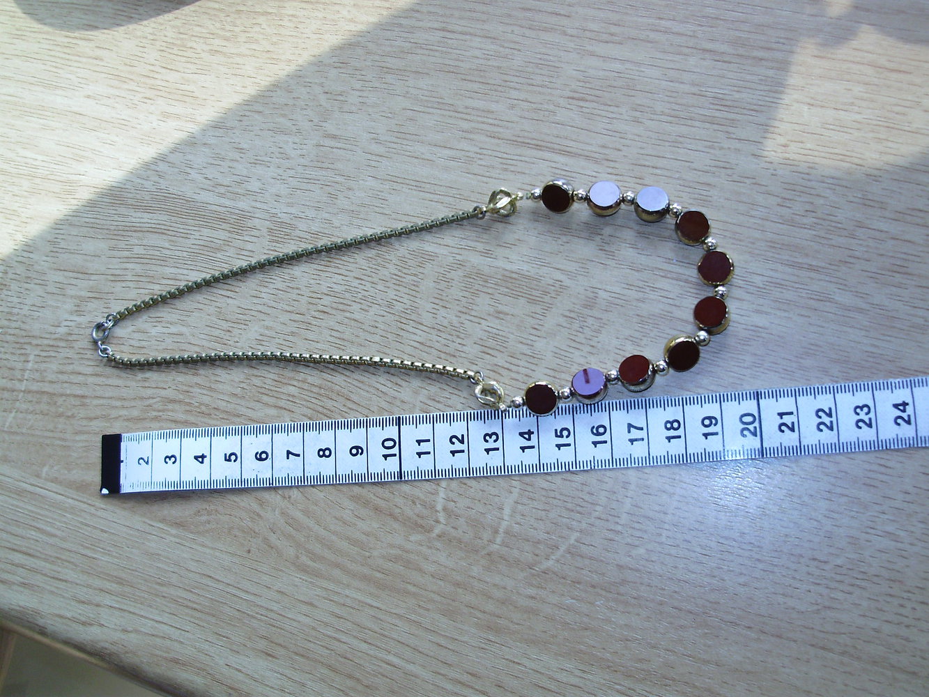 Kette golden braune Schmucksteine ca 42 cm
