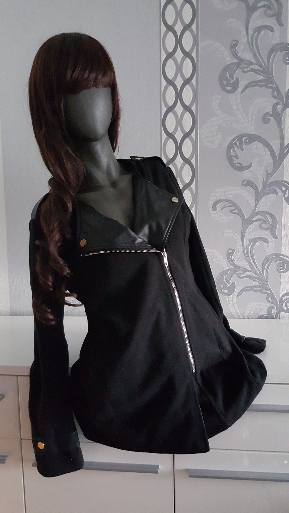 Biker Mantel schwarz ausgez. XL eher M / L 40