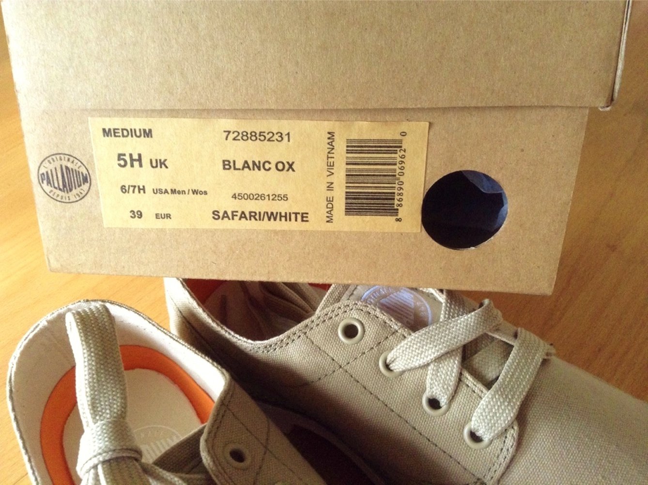 ungetragene #palladium oxford #pampa halbschuhe, safari /beige, Gr. 39
