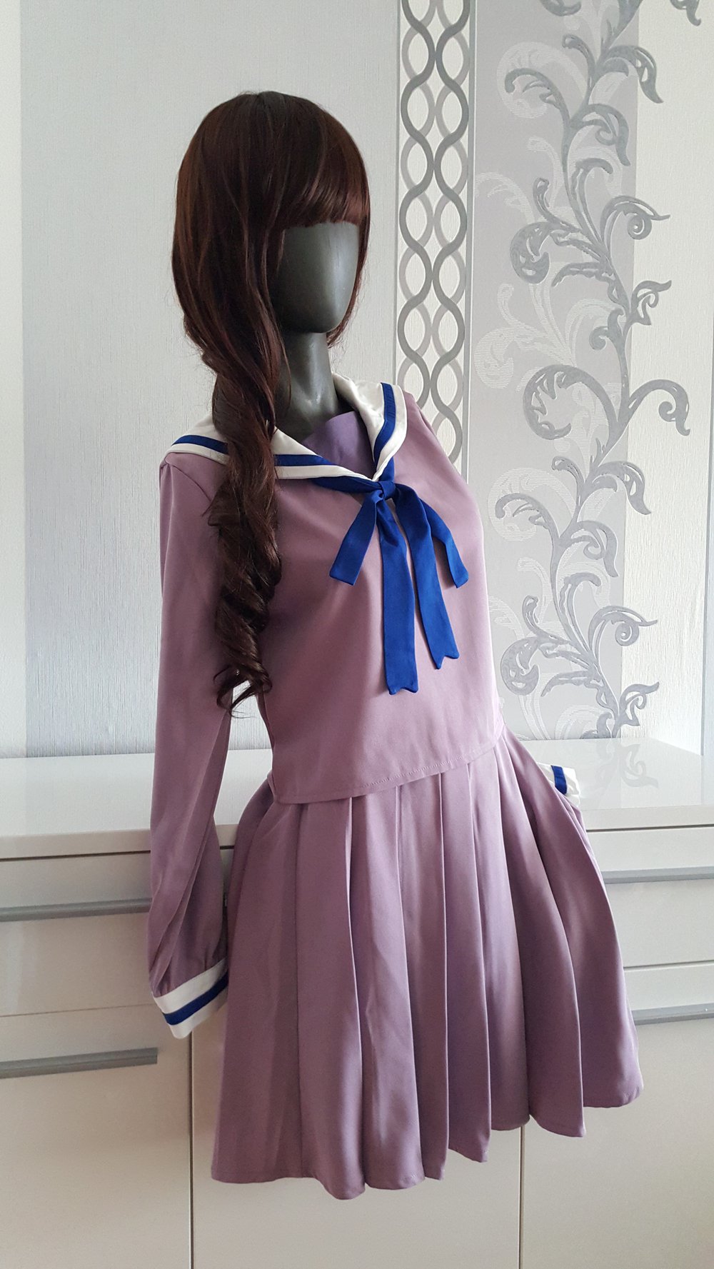 Sailor Schuluniform Cosplay Lila Blau Weiß S / M 36 / 38 