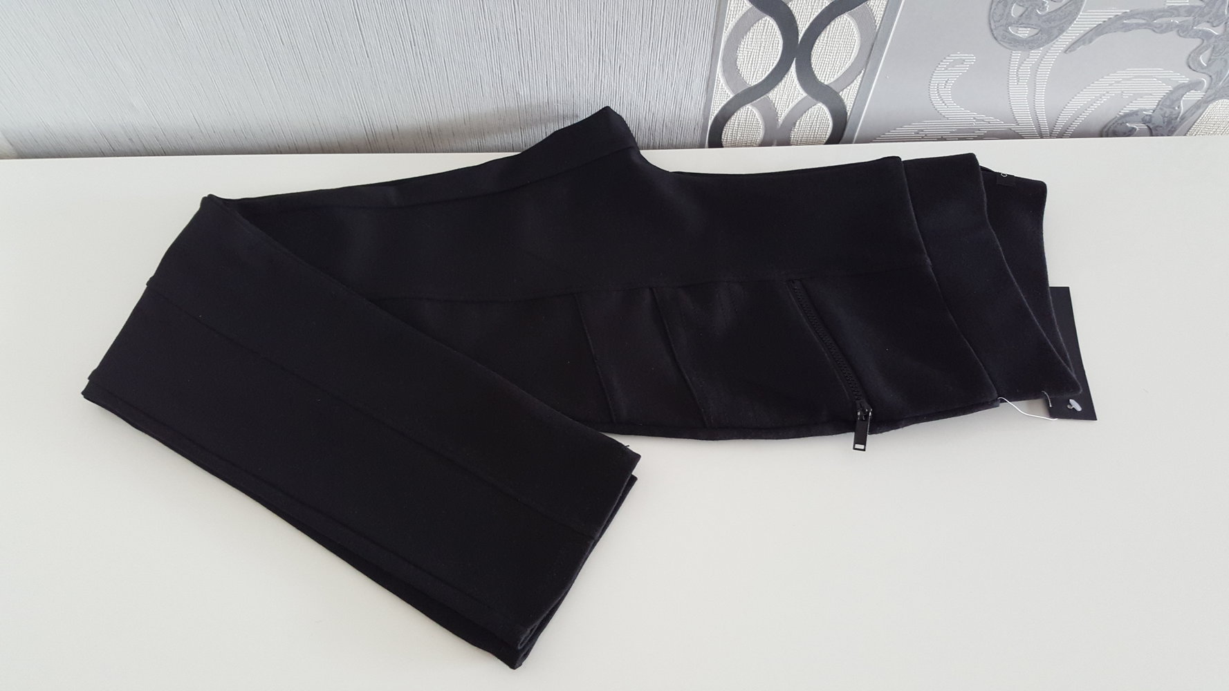 Stoff Leggings Hose Schwarz mit Reißverschlüssen ausgez. L - 38 / 40 Neu