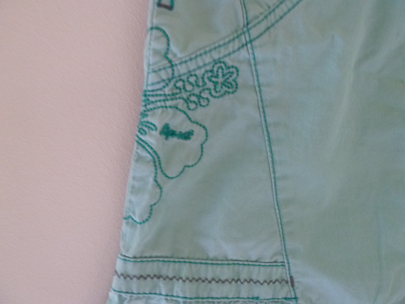 Esprit Jeanskleid 80 86 TrägerKleid Türkis Blumen Stickerei Karo