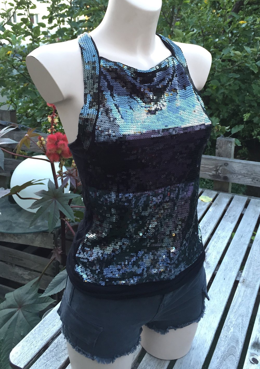 MANGO Pailletten TOP Partytop Gr. XS