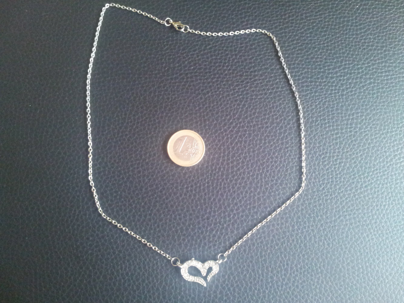 Modeschmuck Kette Herz silber Strass