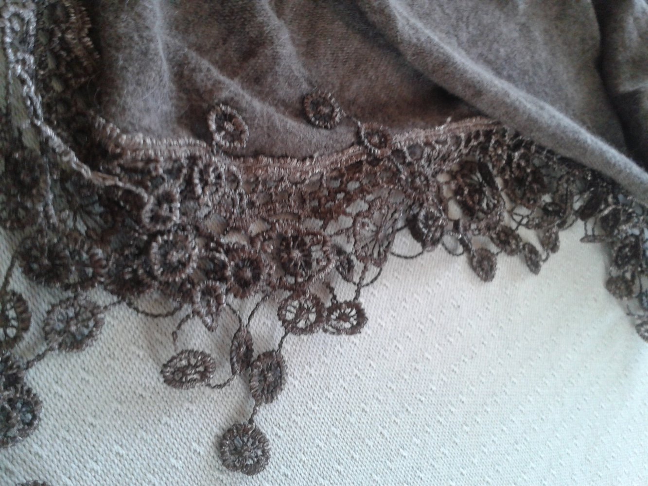 Tuch groß braun Fransen