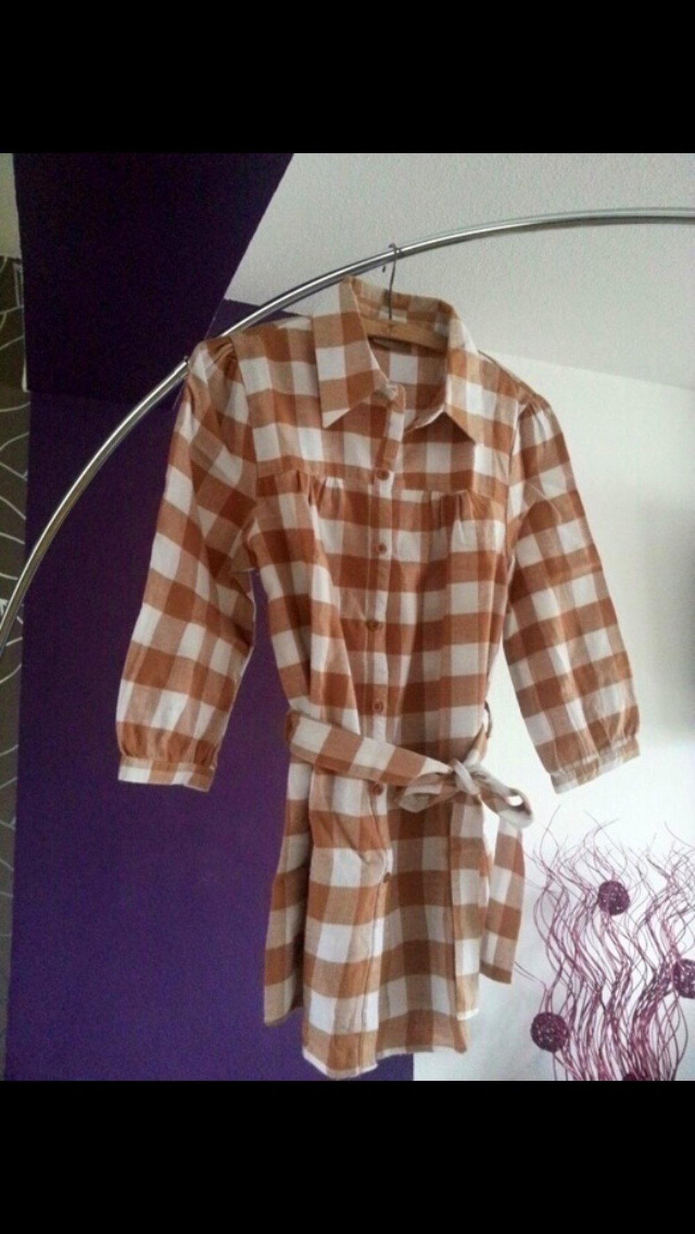 Flanell Holzfällerhemd Beige Braun weiß Gr. S neuwertig