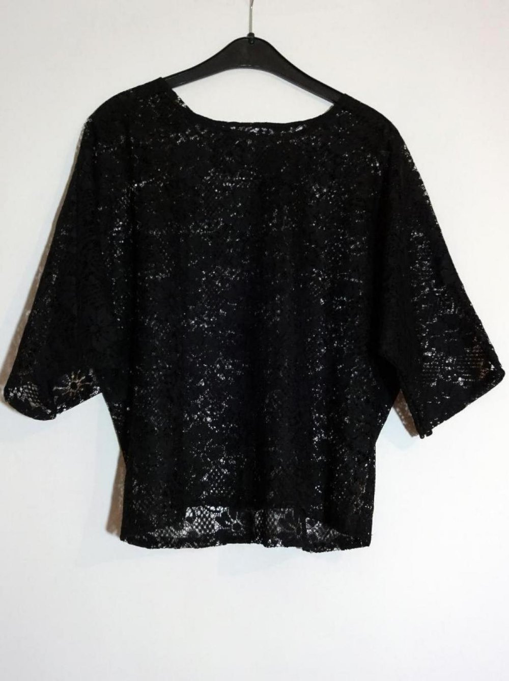 Schwarzes Spitzentop Transparent Gr. 38 Gr. S