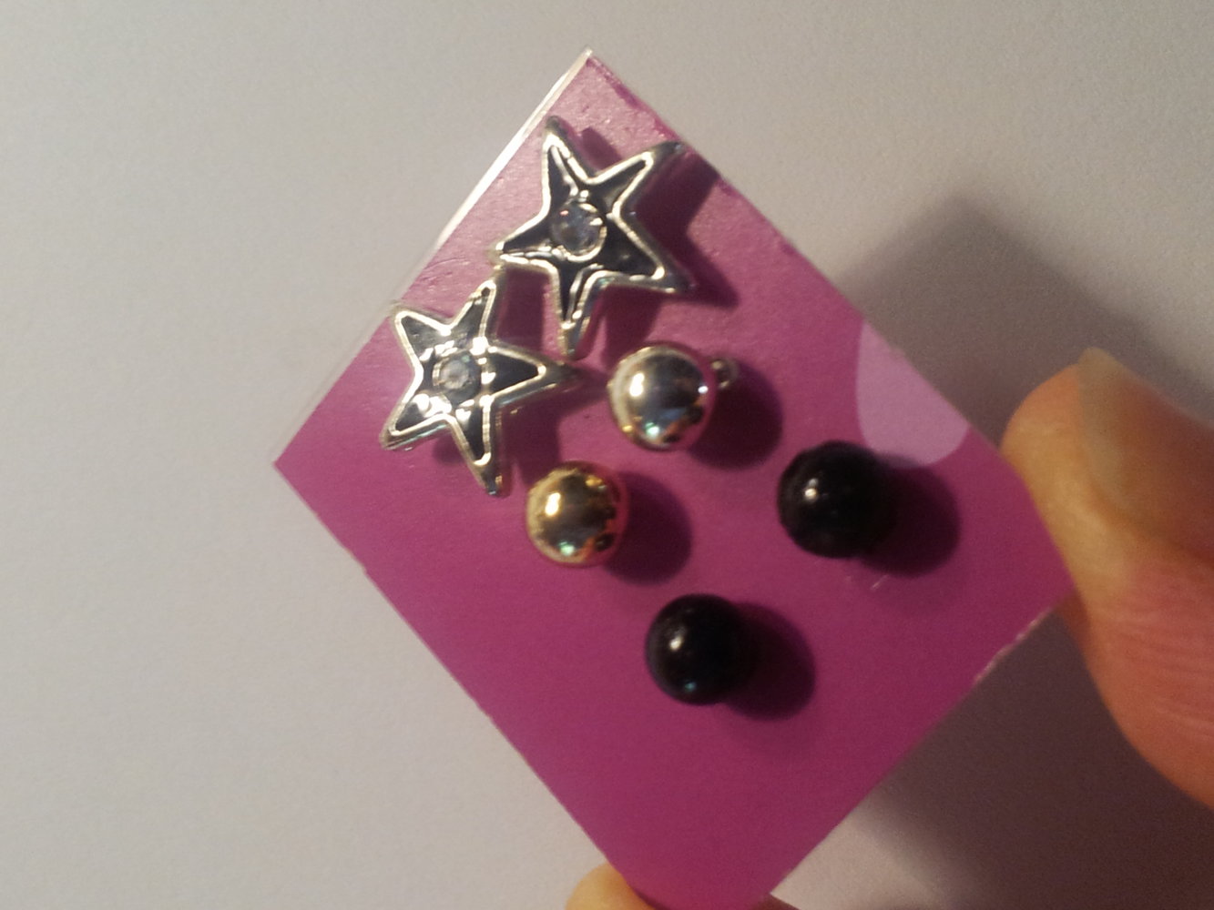 Ohrstecker, schwarz, gold, Stern, neu