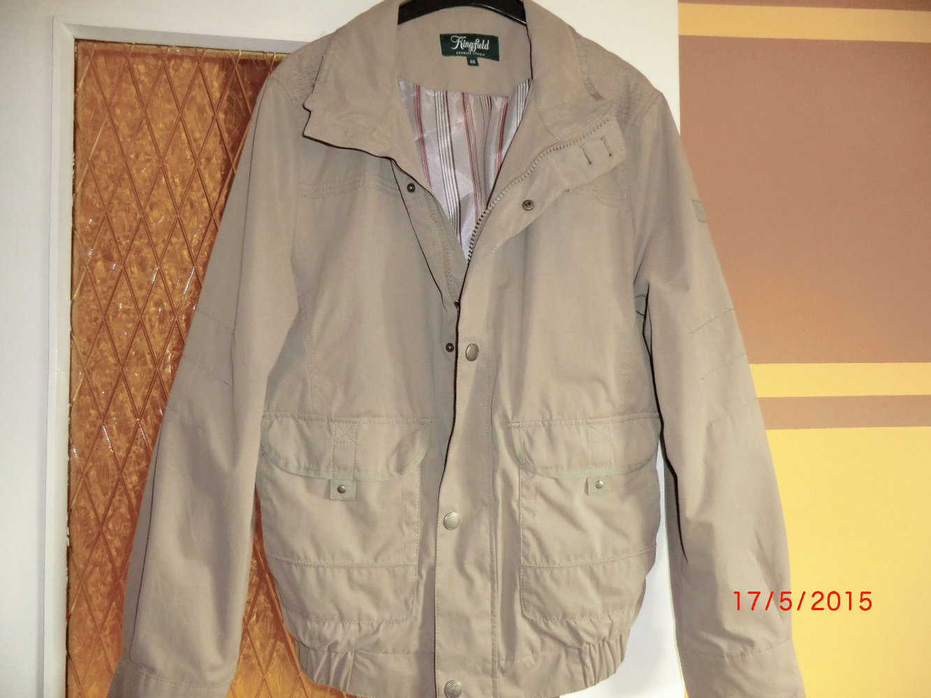 Hellbrauner Herren Blouson Jacke von Kingfield Vögele Velourartig Gr. 48 wie Neu nur 1x getragen