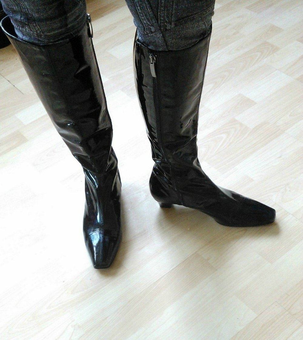 original Vera Gomma Lack-Leder Stiefel - schwarz in Gr. 41