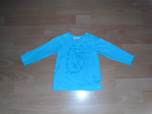 Langarmshirt von Topomini, türkis mit Motiv, Gr. 74