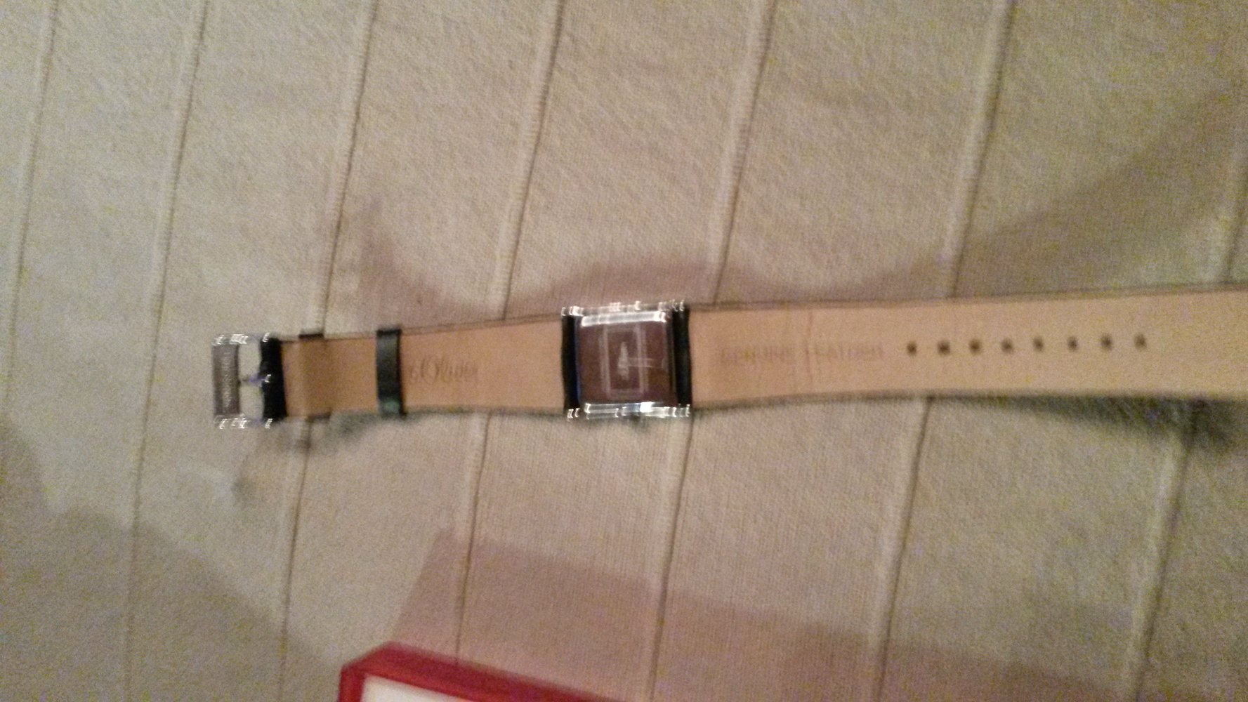 S.Oliver uhr, echtleder m. nieten u. etui