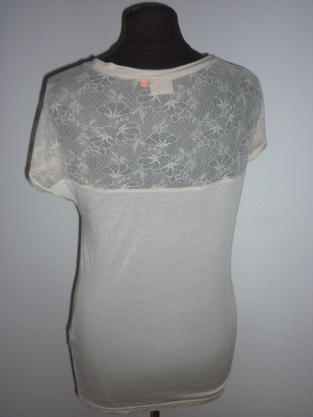 Only Shirt Oberteil kurzarm nude Spitze beige Größe S