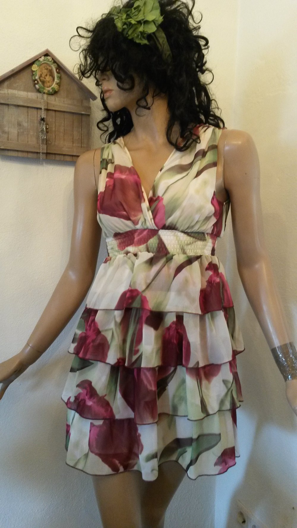 Volantkleid mit hoher Taille 