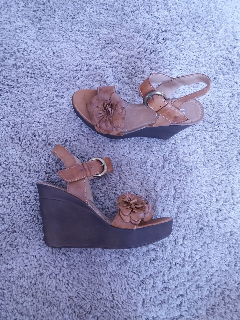 Pier One Leder Keilsandaletten Plateau Wedges Cognac 37