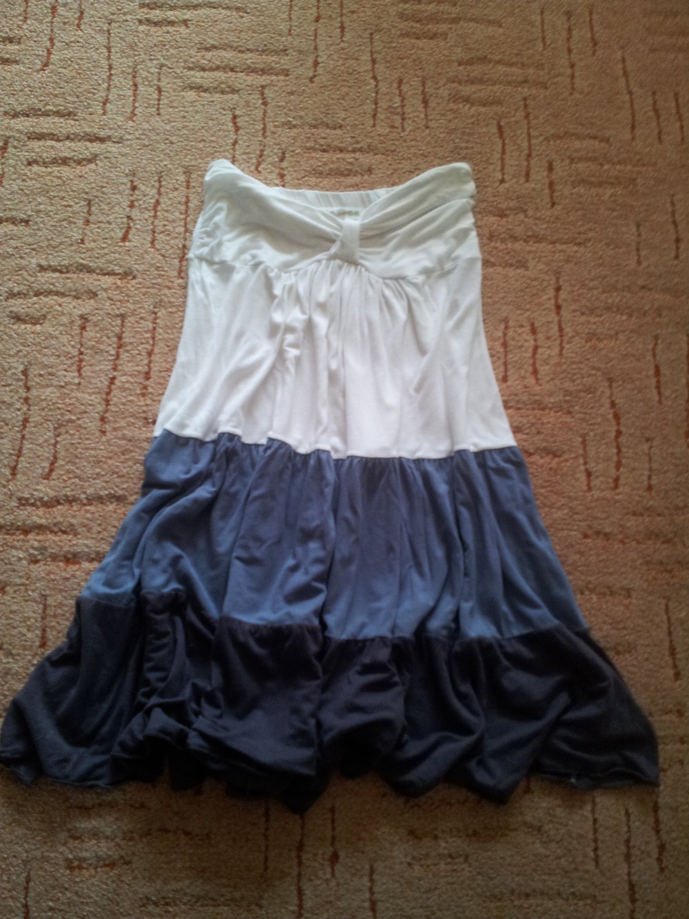 Bondeau Top Gr. S M Stretch weiß blau anthrazit Streifen