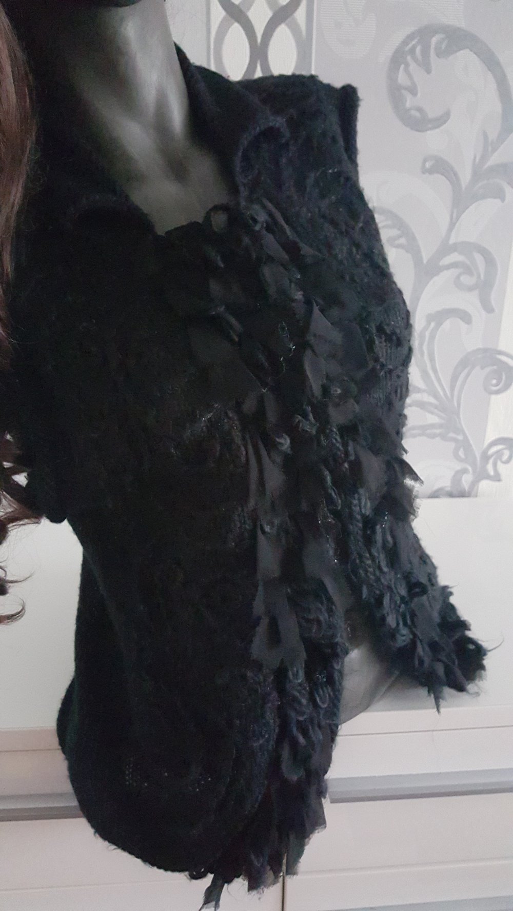 Warme schwarze Weste mit Strick M passt aber auch L 38 40 42 evtl. XL 44 Herbst Winter