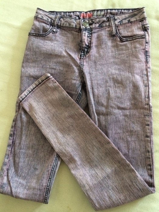 Primark Jeans Röhre super skinny used look rosa 80s