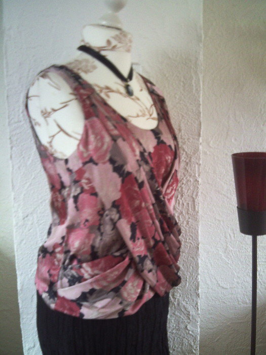 Satin Blütentop Wickeloptik 40/42