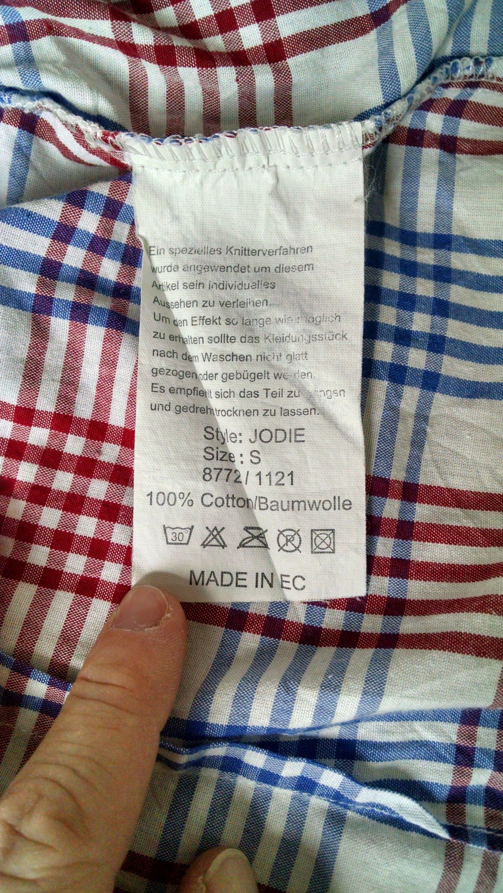 Karierte Bluse 3/4-Arm