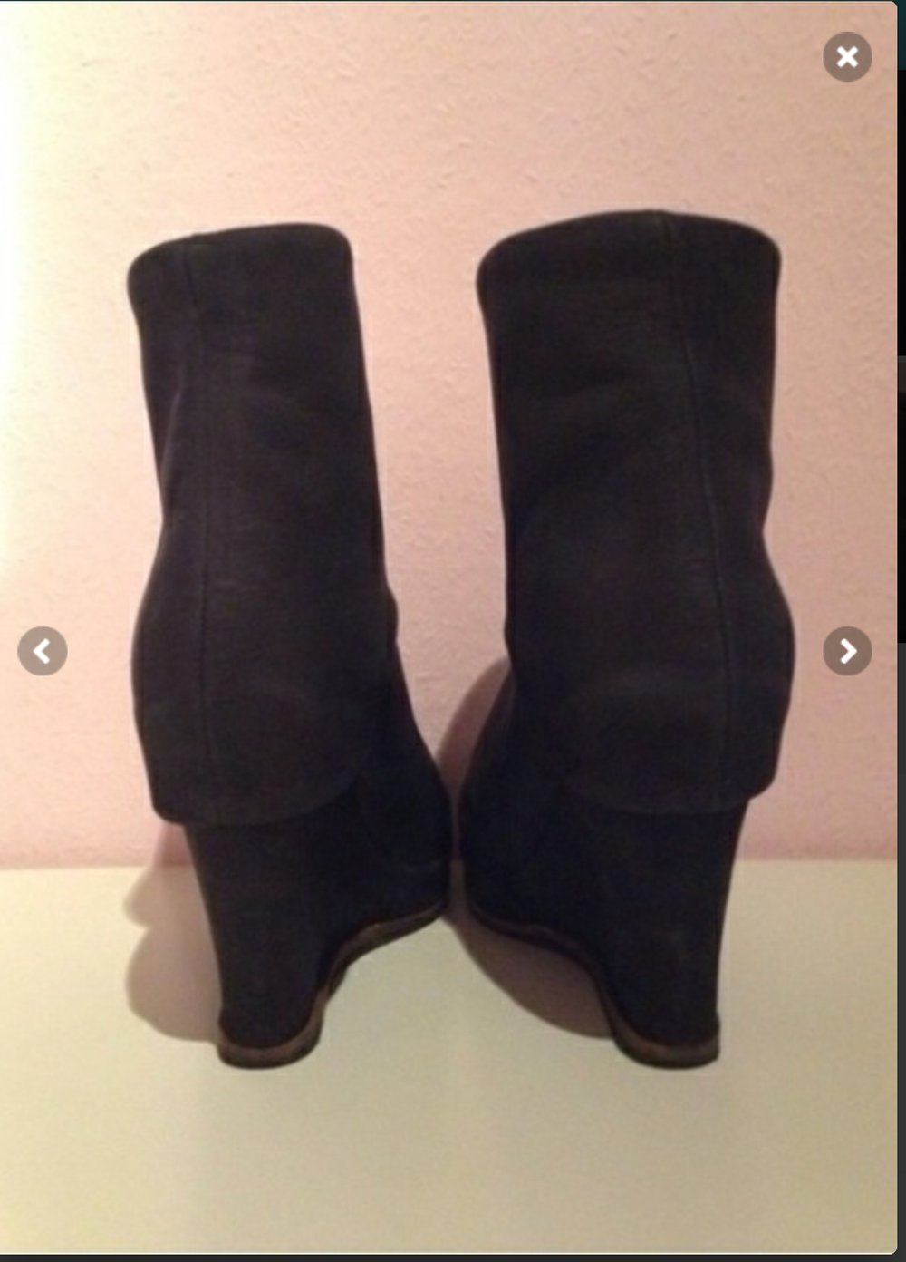 Leder Keilabsatz Stiefel Wedges Gr 36 schwarz