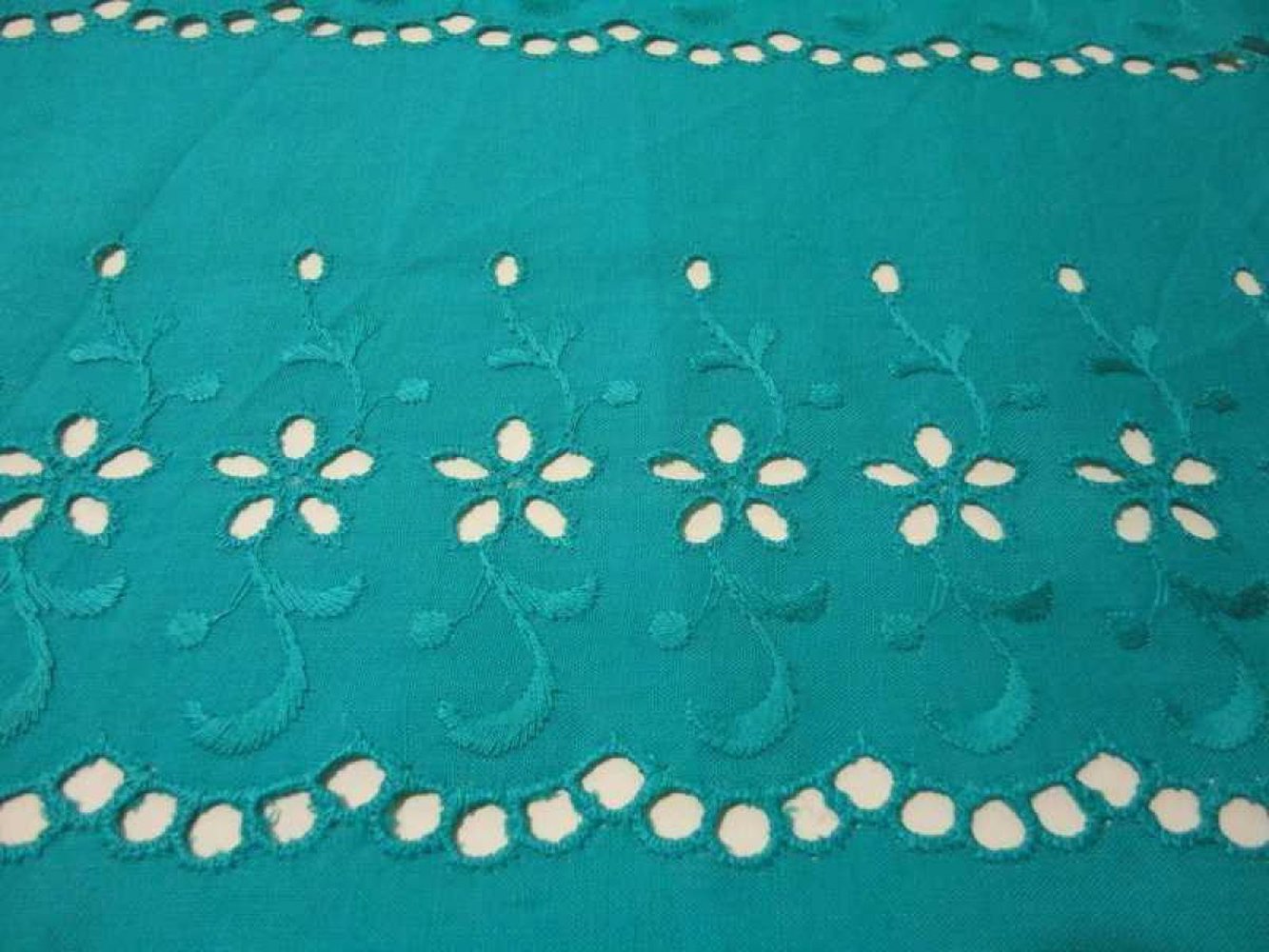 Bluse mit Lochstickmuster am Rücken Türkis Vintage 70er Hippie Festival Gr. M Gr. 40 Ärmellos