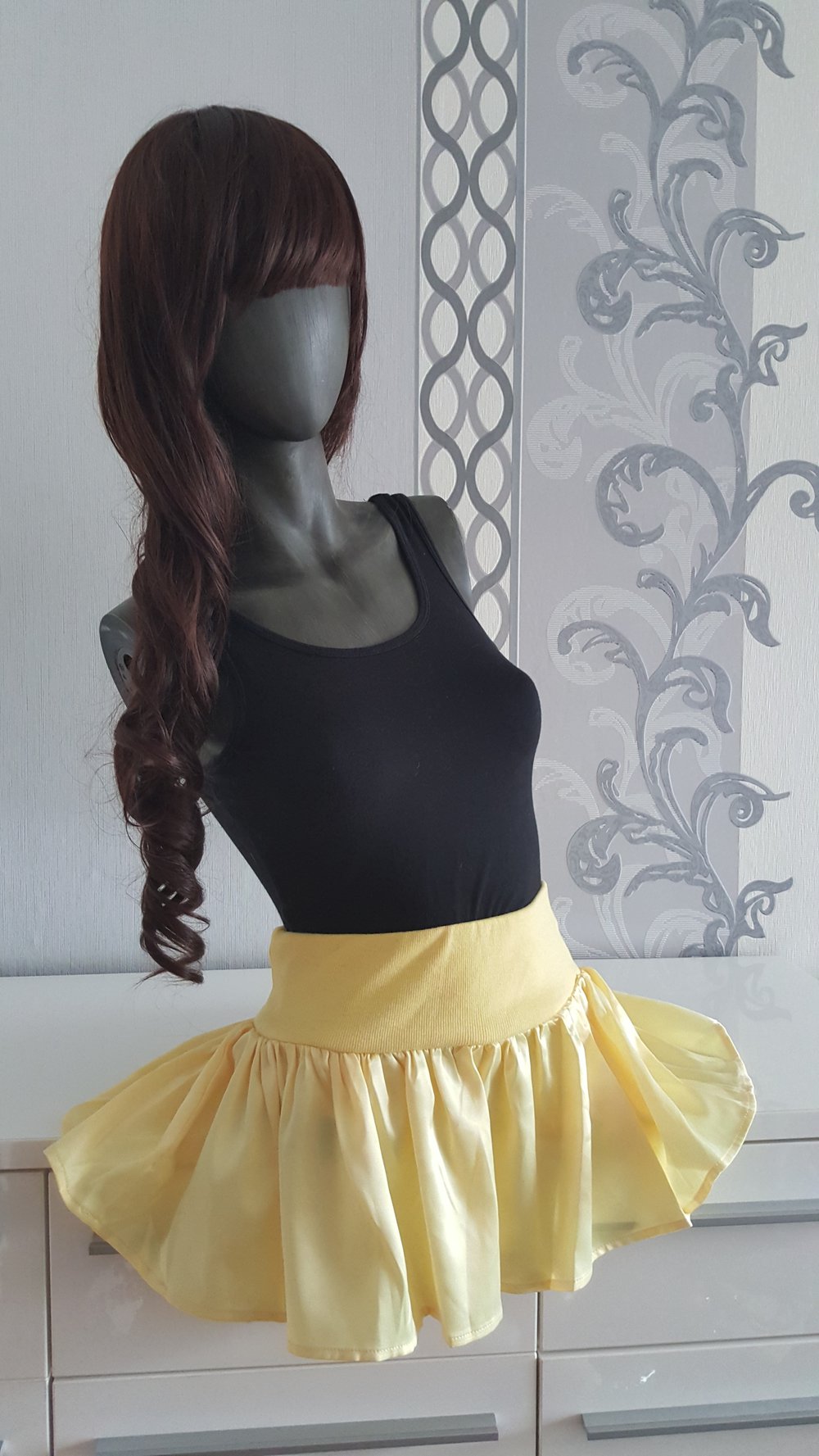 Sailor Letterman Jacke mit Rock Hose Yankee USA Lolita Cosplay Gelb Weiß S 36 / M 38