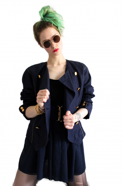 -- Marinejacke --Jacke in Blau Gold-Knöpfen Marine