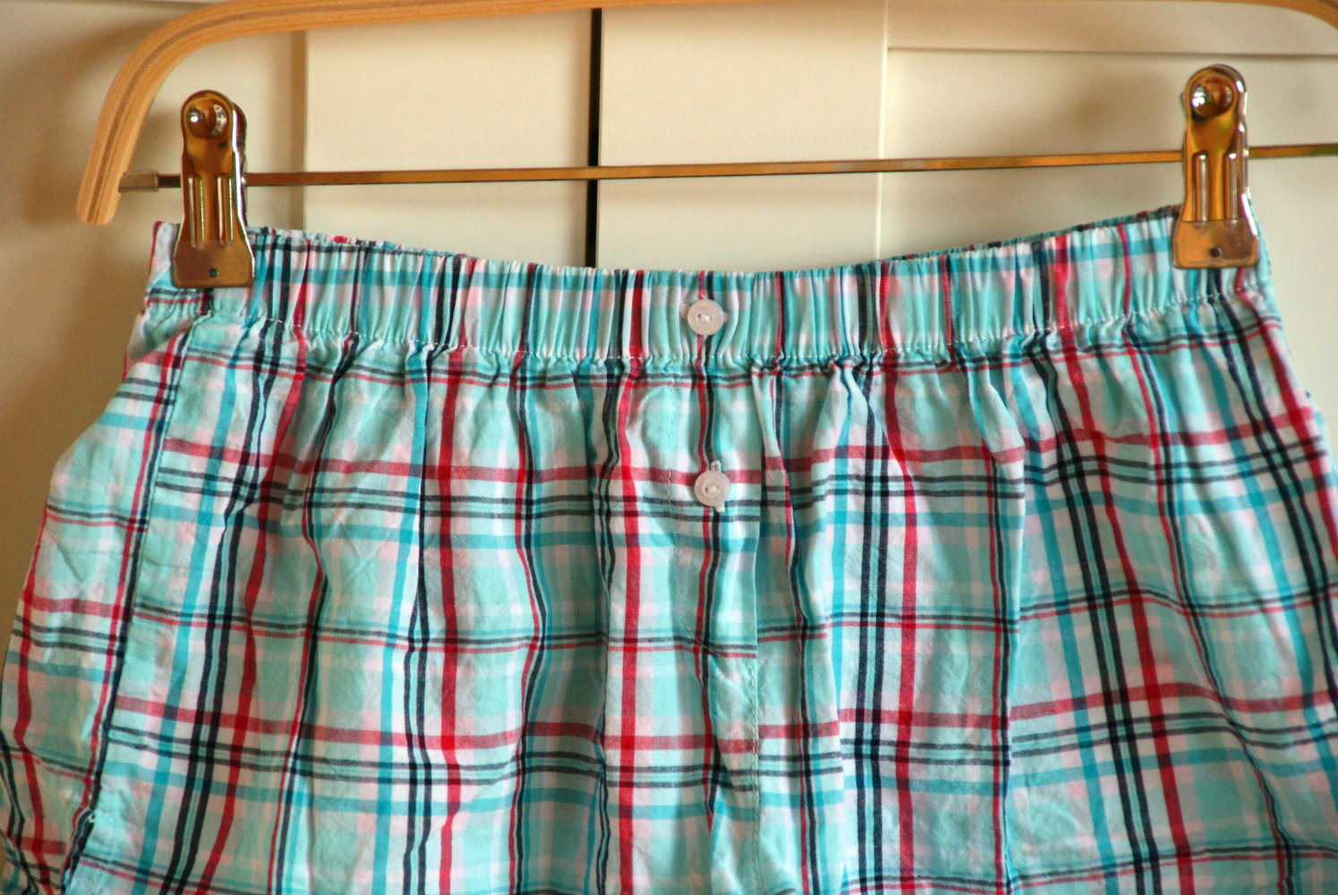 Blau/rot/schwarz karierte Boxershorts Damen von Manguun