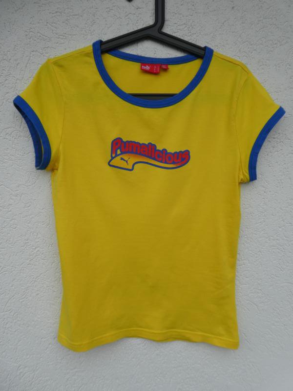 Puma  – T-Shirt, gelb mit Aufdruck - Gebraucht, fast wie neu