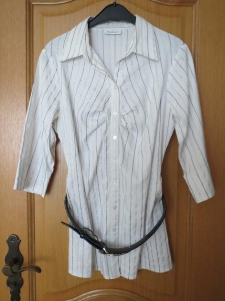 Longbluse,3/4Arm,gestreift,mit Gürtel
