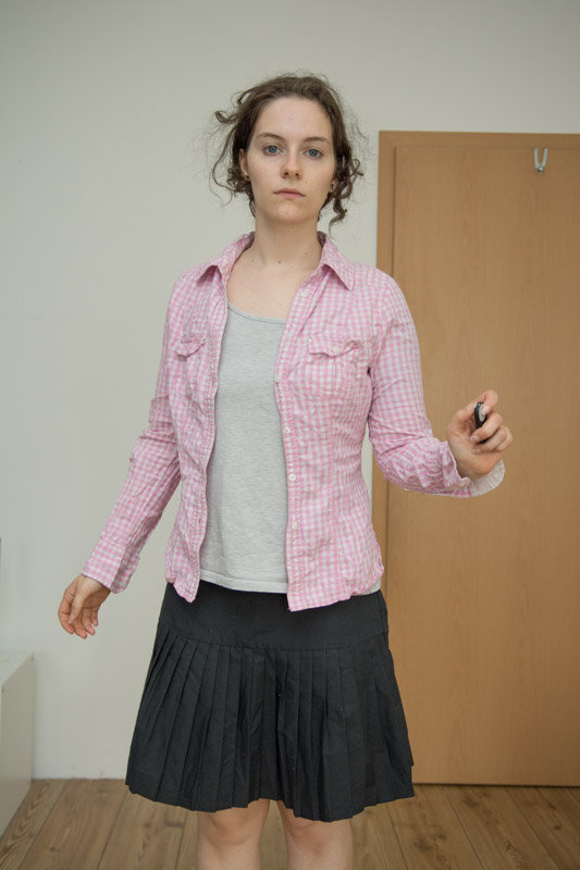 Rosa Bluse Karriert Tailiert