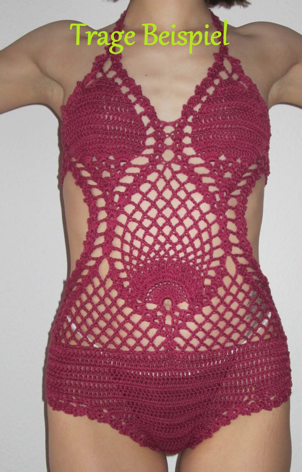 Crochet Häkel Monokini, heißer Badeanzug, sexy Swimwear XS 34