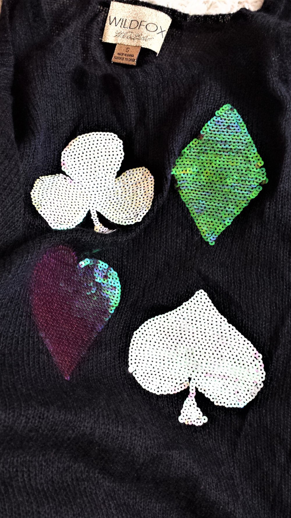 Wildfox schwarzes Oberteil/kurzes Kleidchen mit Spielkartenmotiven