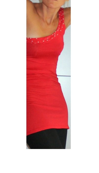 sexy, rotes Kleid einschultrig