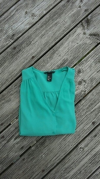 Bluse Tunika H&M Türkis Blau Grün Sommer Luftig & Locker Oberteil Dreiviertel Business Party